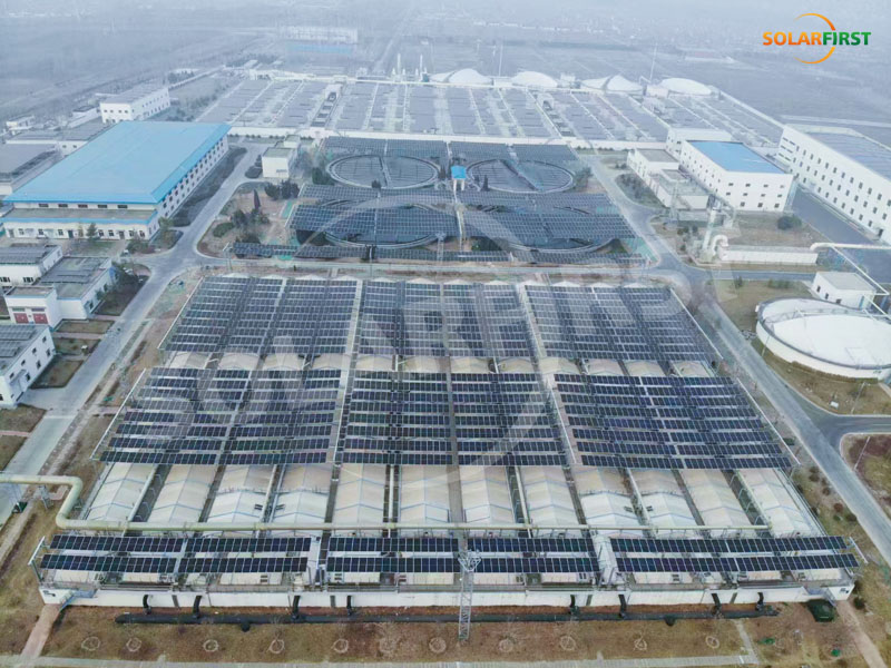 Zibo Shandong 1.9MWp Proyek Pabrik Pembuangan Limbah Sistem Pemasangan Fleksibel